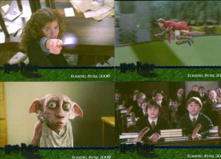 Harry Potter Chamber Of Secrets Complete Blue Stamped Promo Card Set 1 - 4