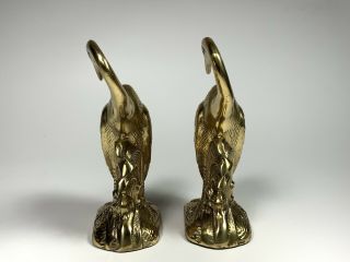 Vintage Brass Crane or Heron Bird Bookends a Pair 2
