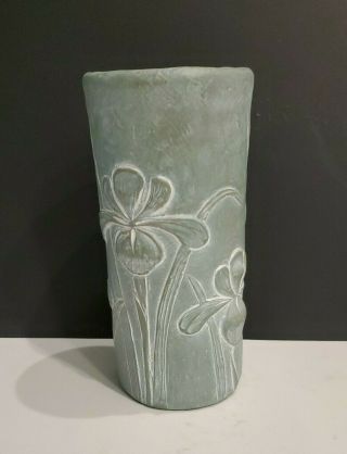 Isabel Bloom 1999 Iris Cement Sculpture Vase Blue Green With Liner 8.  75 In