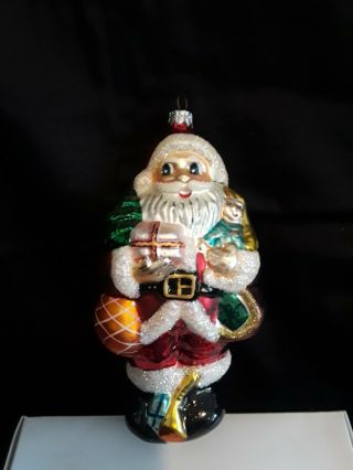 Vintage 1996 Christopher Radko Ornament Christmas Magic Santa With Bag Of Toys
