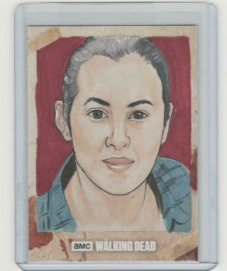 Topps Walking Dead Season 8 Tara Sketch Card By Artist Andrew Lopez 1/1