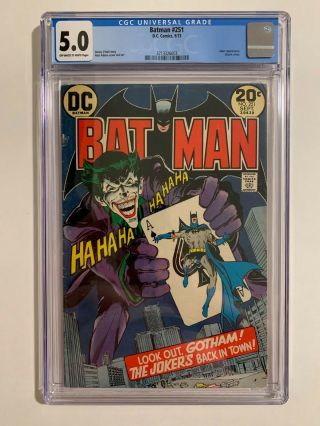 Batman 251 Cgc 5.  0 Classic Neil Adams Cover 1st Modern Joker Dc Comics