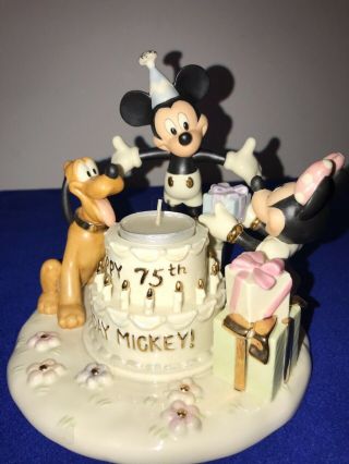 Lenox Happy Birthday Mickey Mouse Votive 75th 2002 Disney Please Read