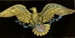 Vintage Syroco American Bald Eagle Usa Shield Flag Lg 45 " Wall Plaque 1957 Gold