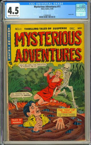 Mysterious Adventures 11 Good Girl Cover Pre - Code Horror Soti 1952 Cgc 4.  5