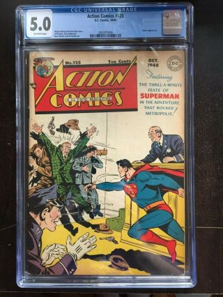 Action Comics 125 Cgc Vg/fn 5.  0; Ow; Luthor App; Congo Bill (10/48)