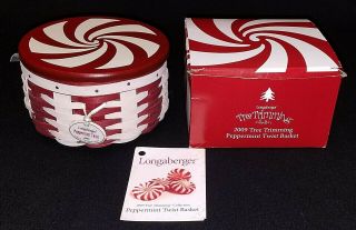 Longaberger 2009 Tree Trimming Red Peppermint Twist Basket Combo Complete 911575
