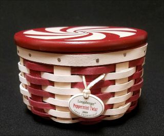 Longaberger 2009 Tree Trimming RED PEPPERMINT TWIST Basket Combo Complete 911575 3