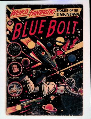 Blue Bolt No.  108 1950 - L.  B.  Cole Cover,  Wolverton Spacehawk,  Sub Zero