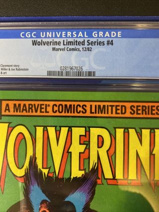 Wolverine Limited Series 4 Cgc 9.  8 2