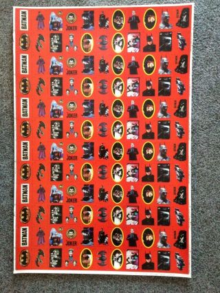 1989 Topps Batman Series 1 Stickers Uncut Sheet