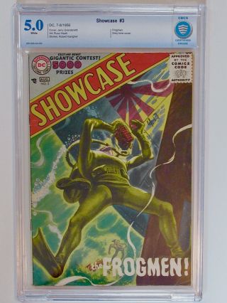 Early Rare Showcase 3 Cbcs (like Cgc) 5.  0 White Pages The Frogmen 1956