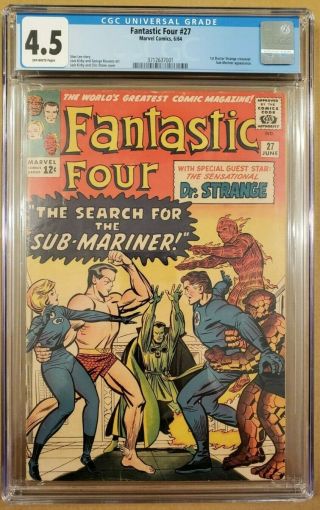 Fantastic Four 27 Cgc 4.  5 Vg,  Vol 1 Marvel 1964 1st Doctor Strange Crossover