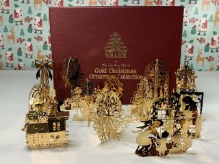 Danbury 1985 Gold Christmas Ornaments 20k Gold Plated Set Of 12