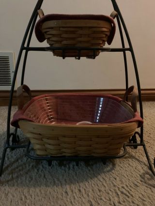 Longaberger Wrought Iron Buffet Stand With 2 Baskets And Liners
