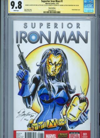 Madame Masque Sketch Cover By Bob Layton Cgc Ss 9.  8 Marvel Avengers Iron Man