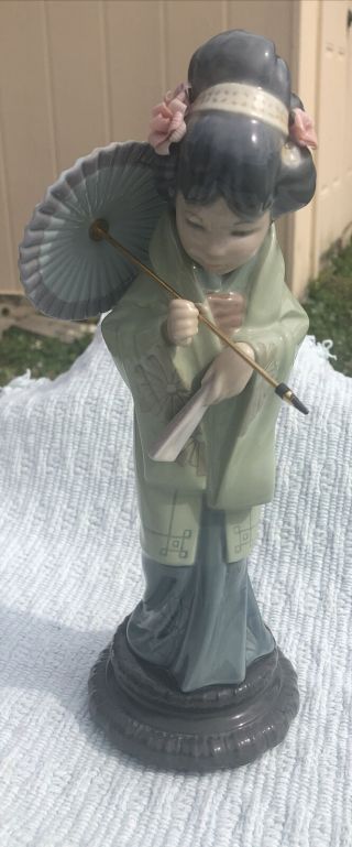 Lladro Oriental Spring Japanese Geisha Girl With Umbrella Figurine 12 " 4988