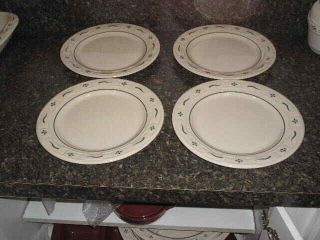 Longaberger Pottery Woven Traditions - 4 Heritage Green 10 " Dinner Plates - Uec