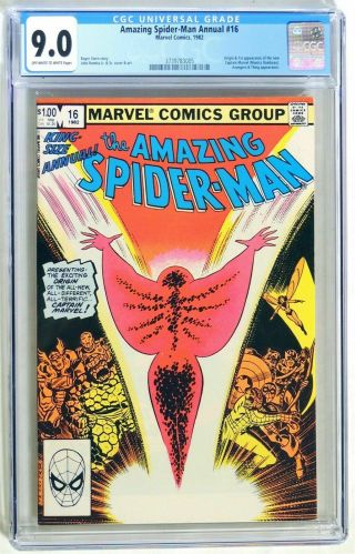 Spider - Man Annual 16 (1982) Cgc 9.  0 Key 1st Captain Marvel Romita