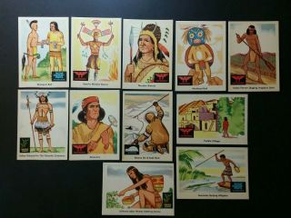 1959 Fleer Indian Trading Cards X11 (20/35/50 - Geronimo/51/55/56/52/60/65/69/70)