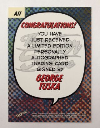 Skybox Marvel The Silver Age George Tuska A11 Autograph 1998,  NM 2