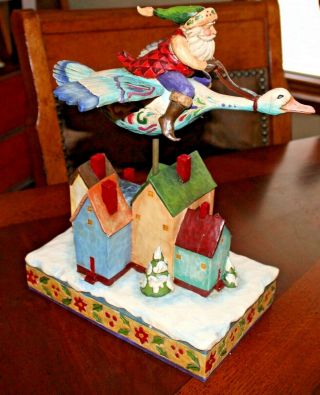 Enesco Jim Shore " Santa Takes Flight " On Flying Goose 4002289,  Christmas Decor
