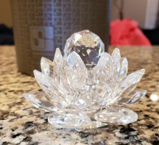 Euc Swarovski Water Lily Lotus Flower Silver Crystal Candle Holder 7600 Nr 123