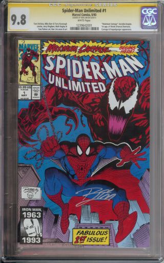 Spiderman Unlimited 1 Cgc 9.  8 Signed By Ron Lim Carnage 1st Shreik Venom Movie
