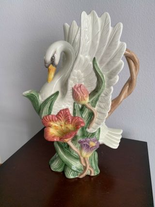 Fitz And Floyd Classics Swan Floral Pitcher