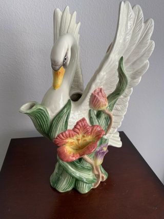 Fitz And Floyd Classics Swan Floral Pitcher 2