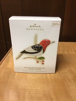 Hallmark The Beauty Of Birds 2009 Keepsake Red Headed Woodpecker Ornament 5