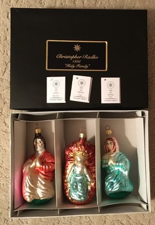 1996 Christopher Radko " Holy Family " - Three Separate Ornaments Box W/ Hang Tags