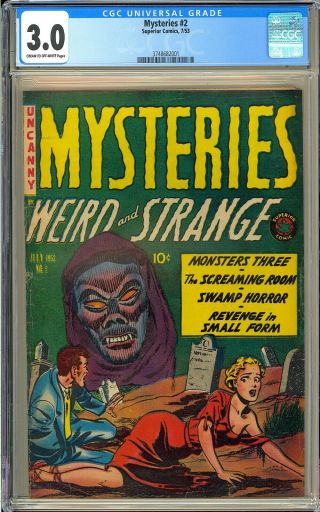 Mysteries 2 Owner Pre - Code Horror Good Girl Cover Comic 1953 Cgc 3.  0