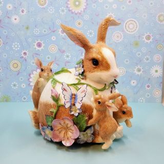 Fitz And Floyd “garden Rhapsody” Musical Rabbit Retired,  Rare Easter Bunny