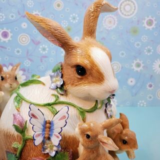 Fitz and Floyd “Garden Rhapsody” Musical Rabbit retired,  rare Easter Bunny 3