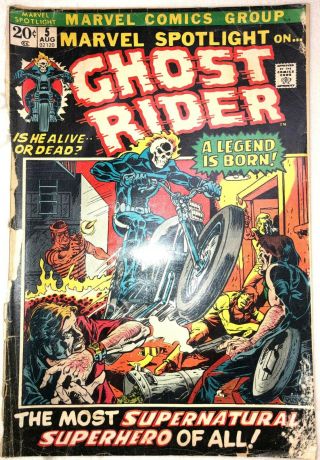 Marvel Spotlight 5 (1972) 1st Ghost Rider 1st Jonny Blaze Cover Torn Off