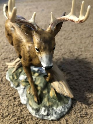 Home Interiors Homco 1986 Deer Masterpiece Porcelain Figurine White Tailed Buck