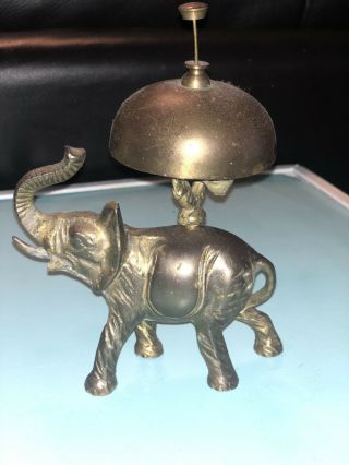 Vintage Elephant Solid Brass Desk Bell