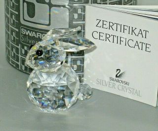 Rare Swarovski Silver Crystal Large Rabbit 7652 Nr 45 Box & Retired