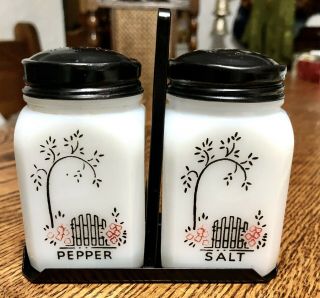 Vintage Rare Tipp City Milk Glass Salt & Pepper Shakers,  Hard To Find