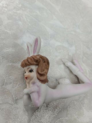 Rare Vintage Lefton Brunette Playboy Bunny Girl W/ Tag Figurine