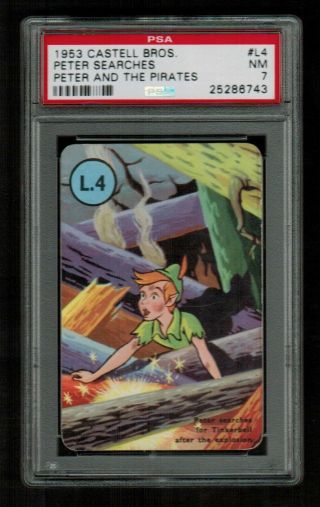 Psa 7 " Peter Searches For Tinkerbell " 1953 Disney Peter Pan Castell Card L4