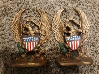 Vintage Cast Iron American Eagle With Shield 13 Stars Bookend Or Door Stop 665