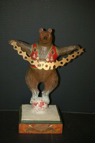 Midwest Cannon Falls Lou Schifferl 14 " Vintage Carved Bear On Ball W/joy Banner