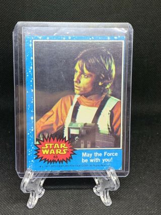 1977 Vintage Topps Star Wars Blue Card 63 " May The Force Be With You "