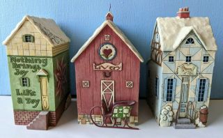 Jim Shore / Heartwood Creek Set Of 3 Christmas Village - Toy Shop Tavern & Livery