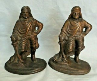 Vintage Cast Iron Bronze Color Arab Man Figure Hubley - Like Bookends Pair
