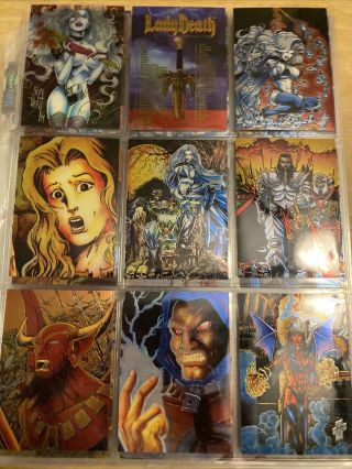 1994 Lady Death Series 1 Partial Set 98/100 Chromium Trading Card,  1 Chase Card