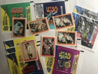 Vintage Star Wars Empire Strikes Back Topps 6 Nm Stickers And 10 Wrappers