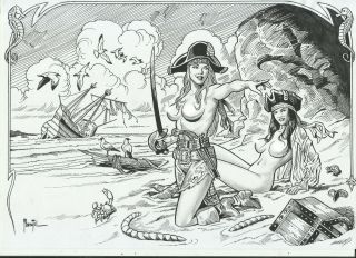 Pirate Fantasy 02 By Joe Pimentel - Art Pinup Drawing